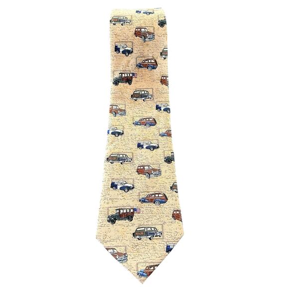 Tango by Max Raad Tie One Size Tan 100% Silk Americana Series Woodies 1928-1961 - Picture 1 of 8